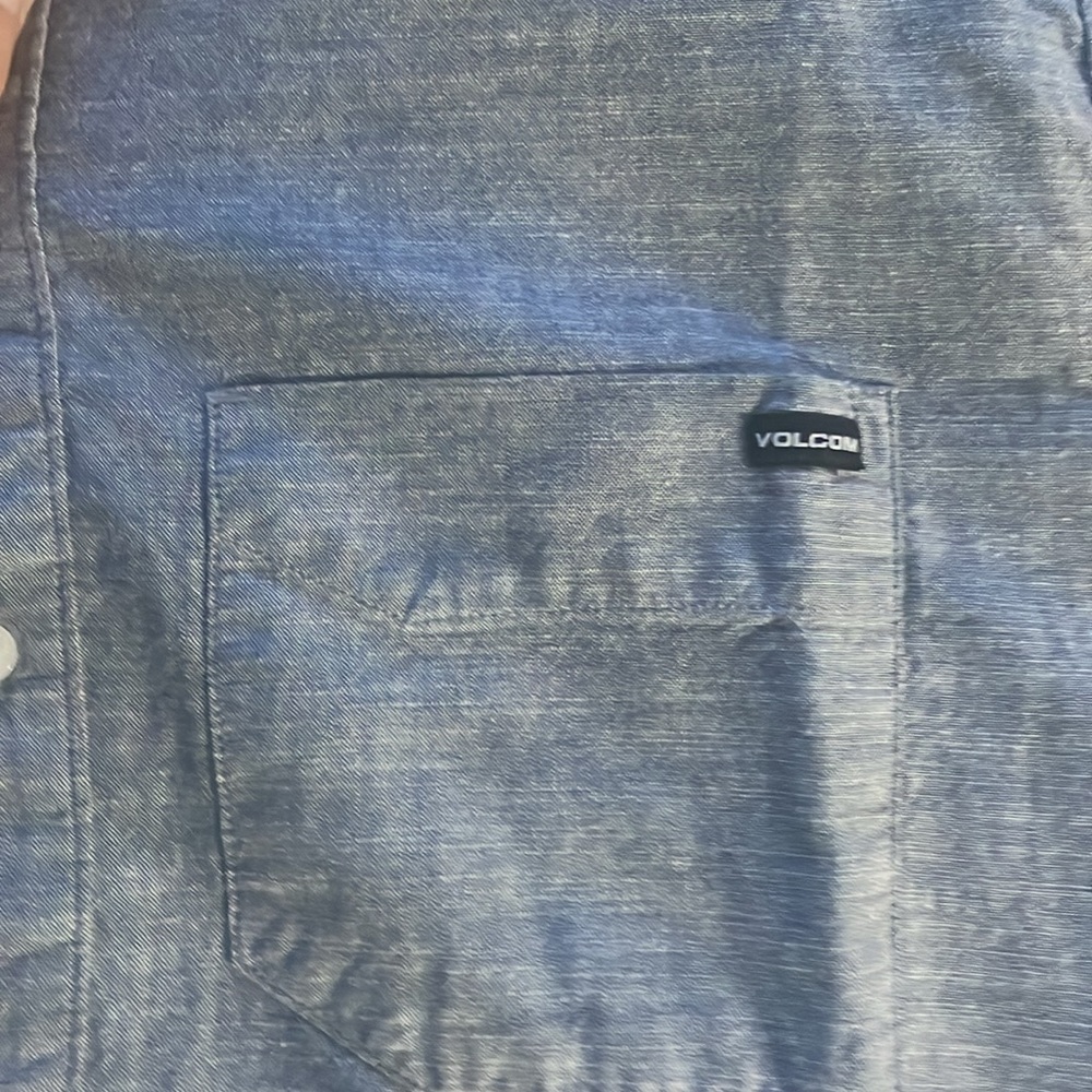 Volcom Chambray Button Down Medium Grey Size Xl - image 3